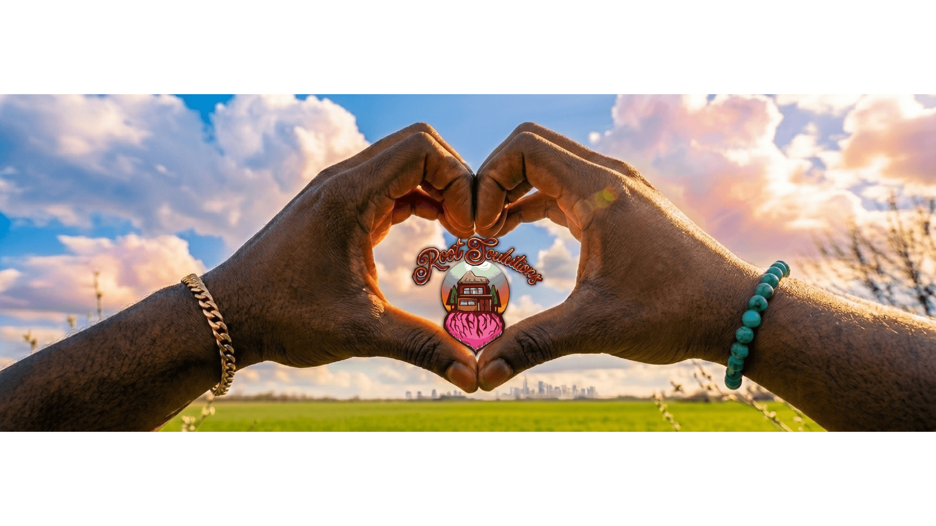 Two hands forming a heart shape with the Root Soulutions logo — Rooting For You Foundation