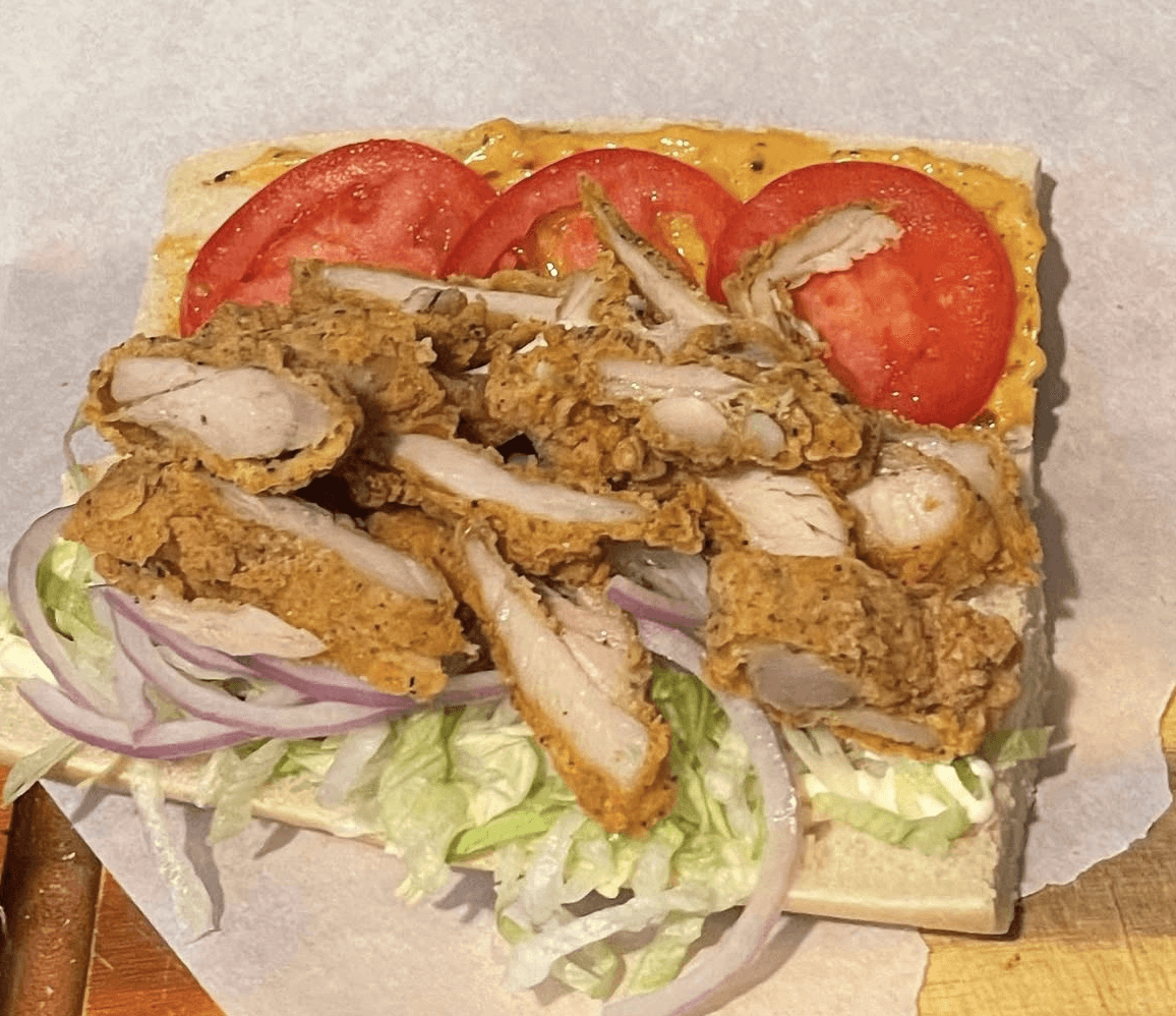 Open-Face Fried Chicken Po'Boy